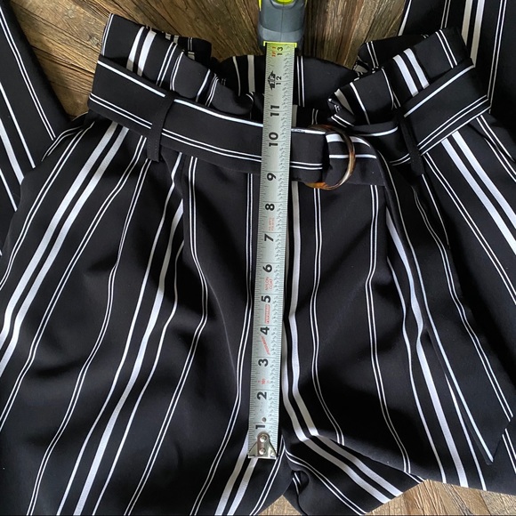 Miss Selfridge Black Mono Striped Paperbag Trouser - Picture 6 of 8